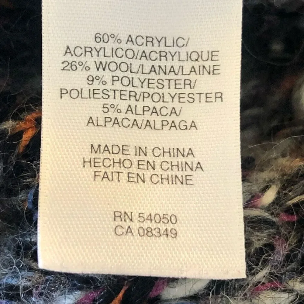 Rachel Rachel Roy Black & Pink Wool Blend Chunky Knit Sweater Coat Size M